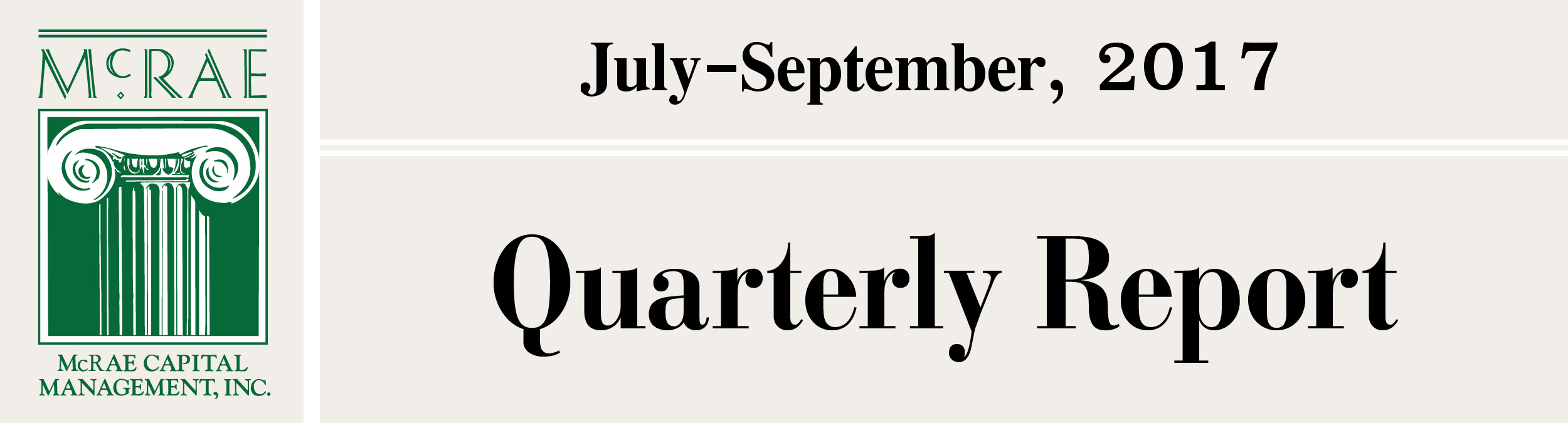 Quarterly Report for July through September 2017