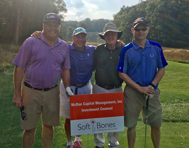 From Left to Right, Roddy McRae, Michael Gang, Rod McRae, and Kevin McRae at the 2017 Soft Bones fundraiser at Somerset Hills Country Club
