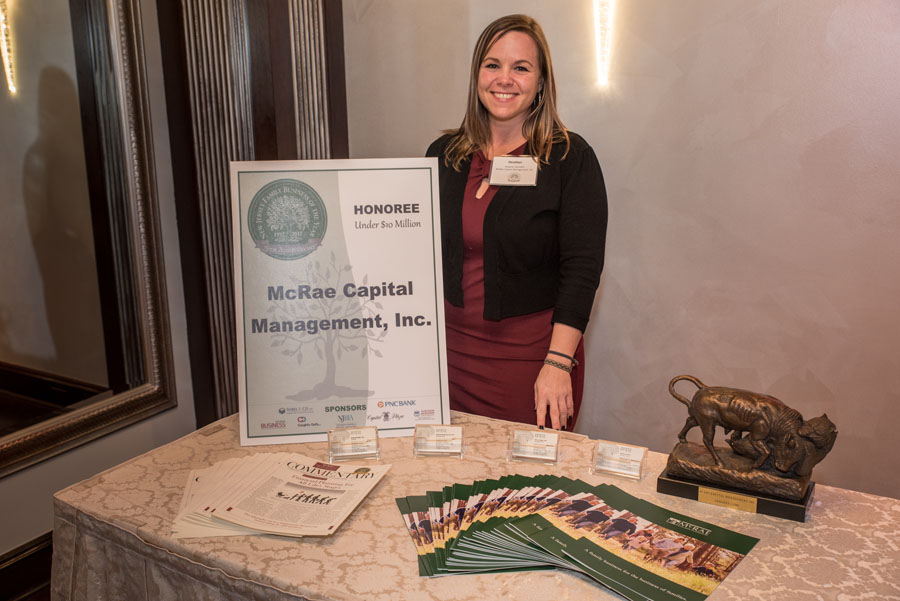 Heather Nemeth of McRae Capital Management represents McRae Capital at the New Jersey Family Business of the Year.