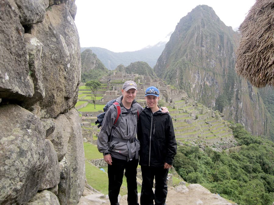Peter and his nephew Rick hiking the Inca Trail to Machu Picchu.